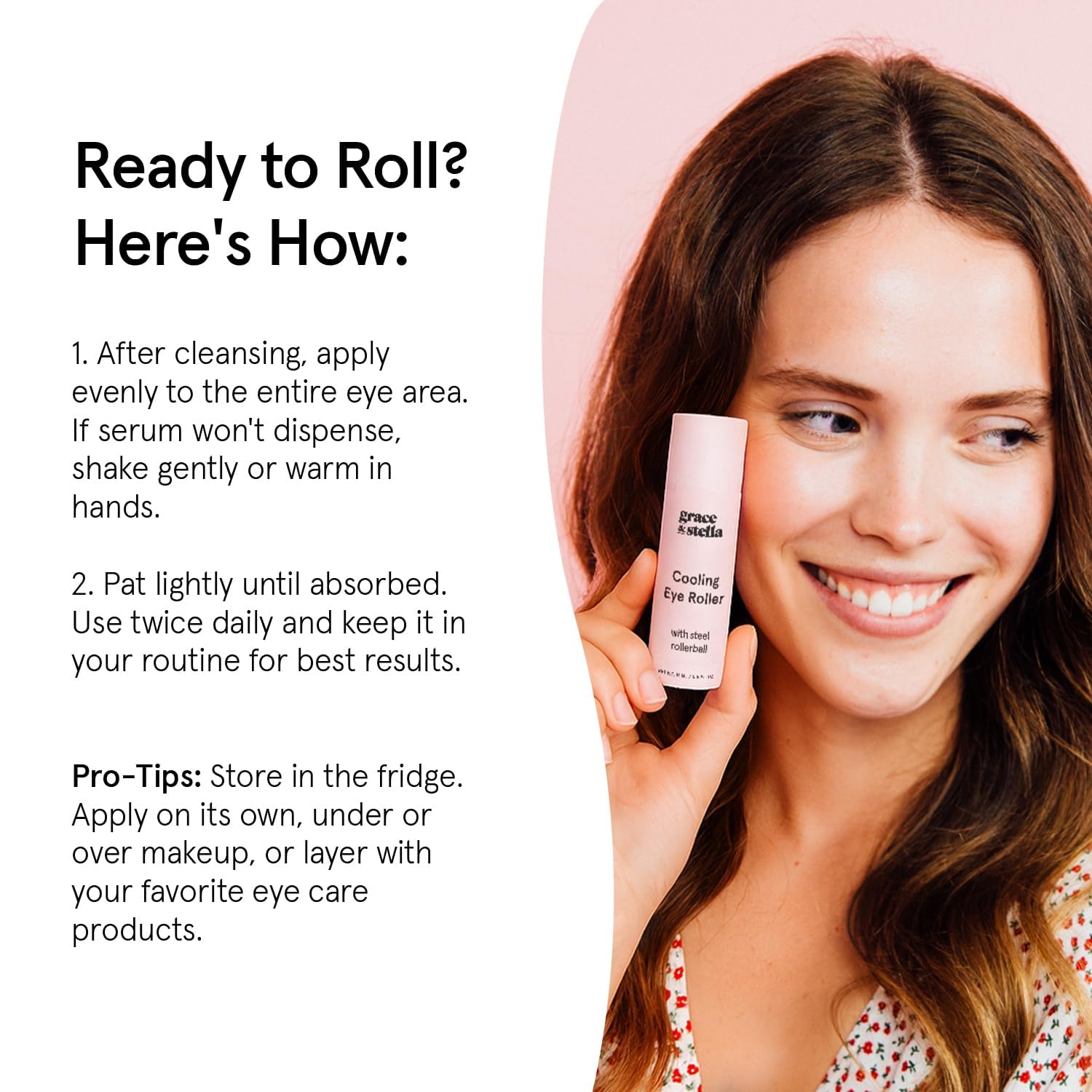 Under Eye Brightener with Cooling Metal Rollerball | Centella Asiatica & Caffeine Eye Serum for Puffy Eyes - Travel