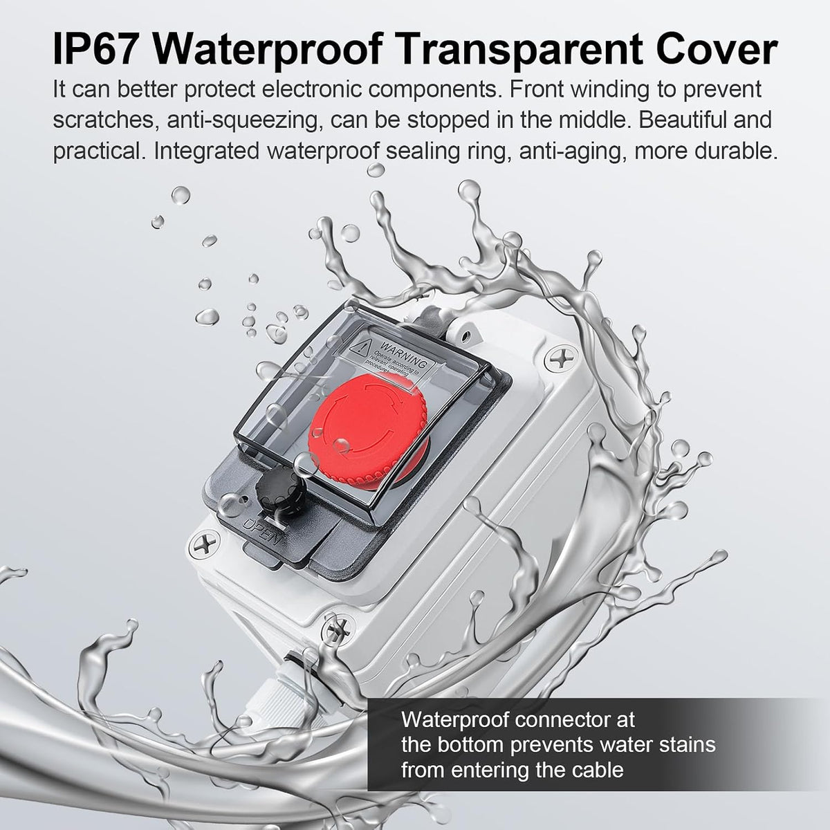 Emergency Stop Button with Cover, Waterproof Push Button Switch Box