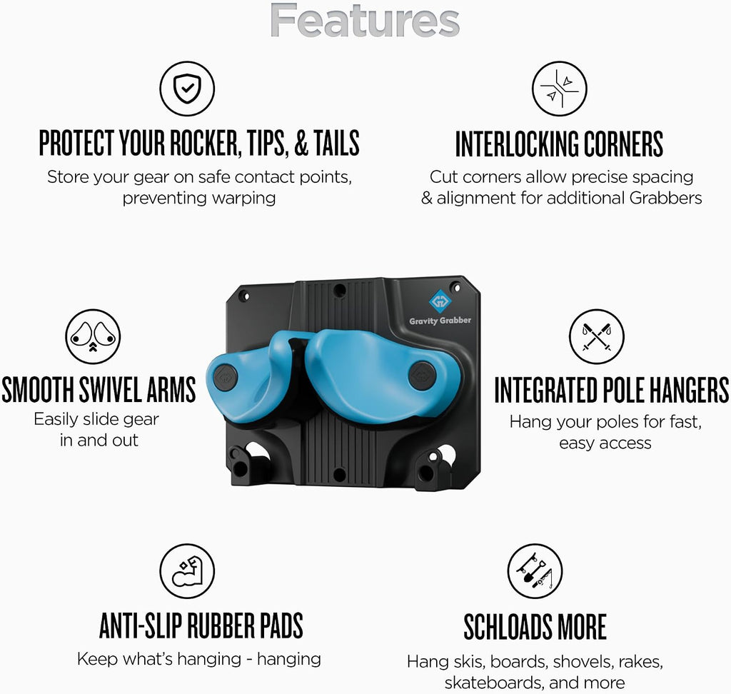 Ultimate Ski & Snowboard Wall Rack | Secure, Non-Slip Storage | Fits Any Ski/Board | Garage Organization | Ski