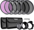 49mm ND Lens Filter Kit: UV, CPL, FLD, ND2, ND4, ND8, Hood, Cap | Circular Polarizing Filter, Polarizer, Neutral