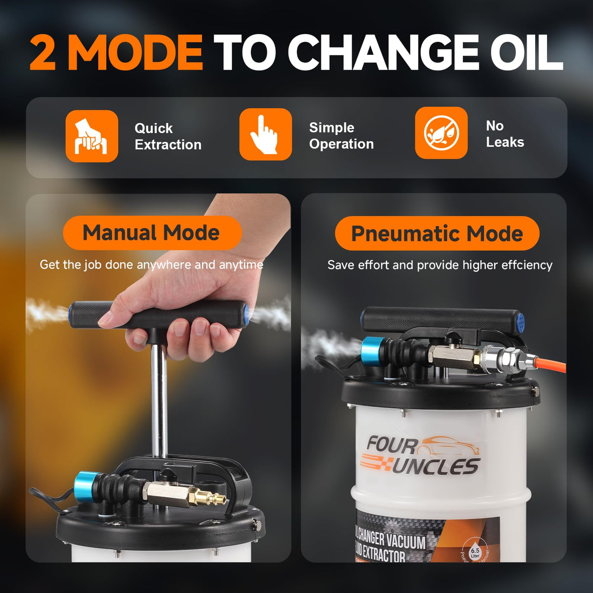 FOUR UNCLES 6.5L Pneumatic/Manual Oil Extractor Pump