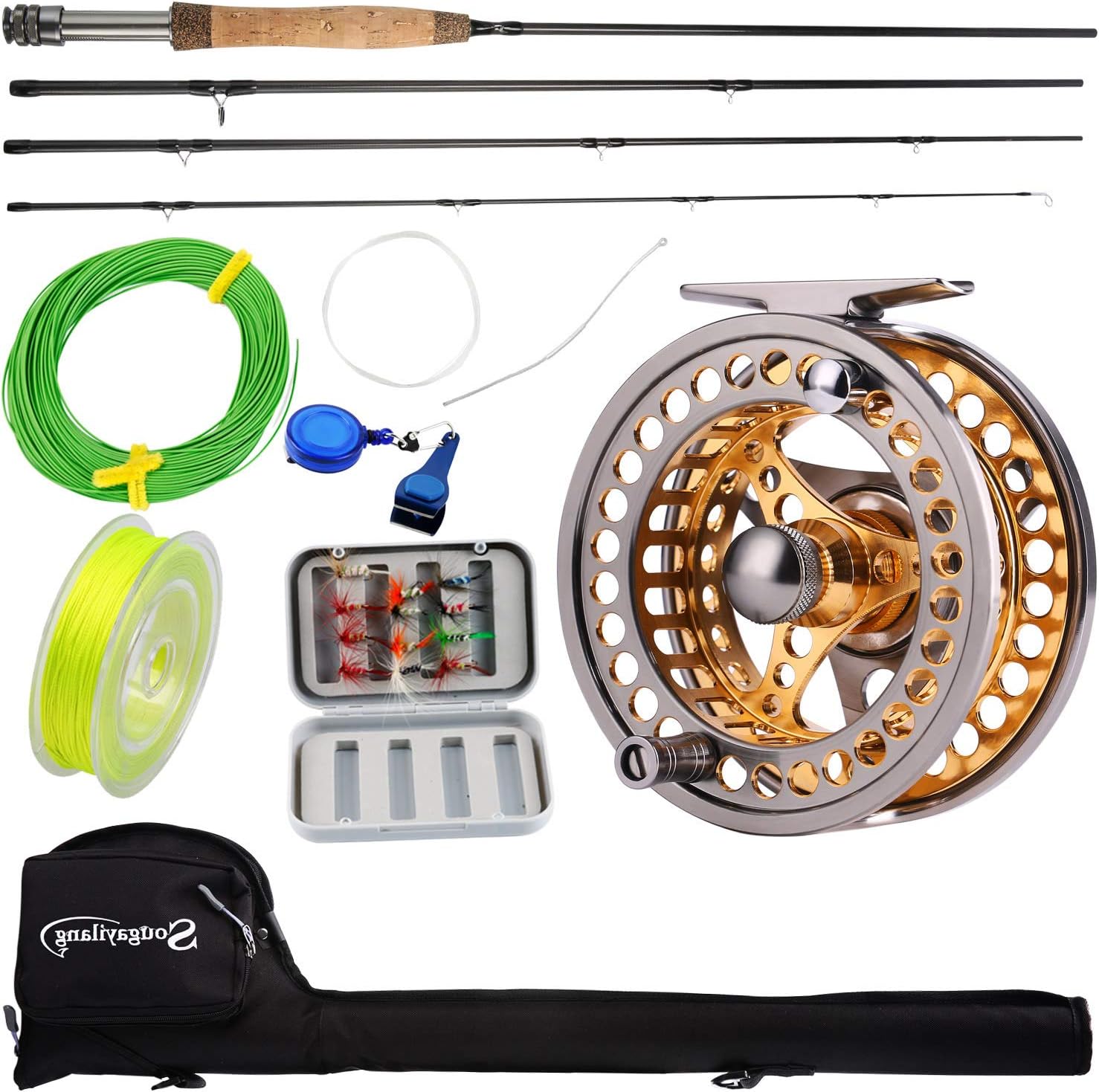 Fly Fishing Rod Reel Combos with Lightweight Portable Fly Rod and CNC-machined Aluminum Alloy Fly Reel,Fly Fishing