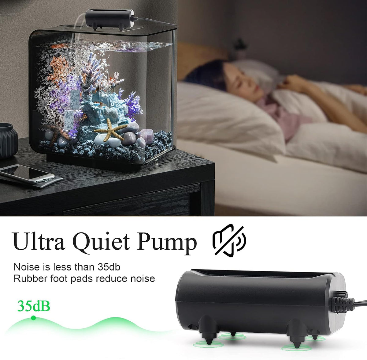 Aquarium Air Pump,3.5W Dual Outlet Oxygen Pump