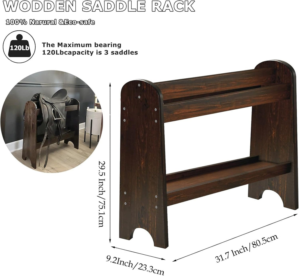 Wood Saddle Rack,Pine Saddle Stand Western & English Saddle Rack for Horse Tack Organizers,Suitable for Displaying