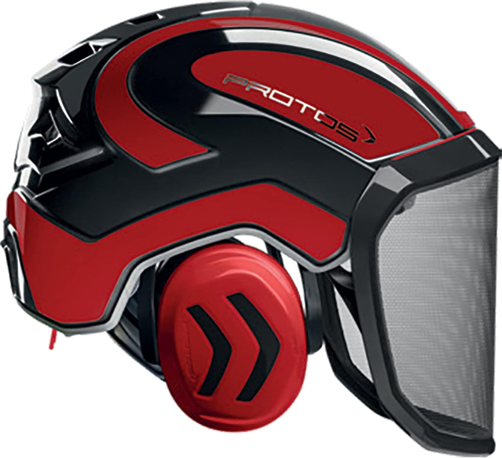 Protos Integral Arborist Helmet - Red & Black