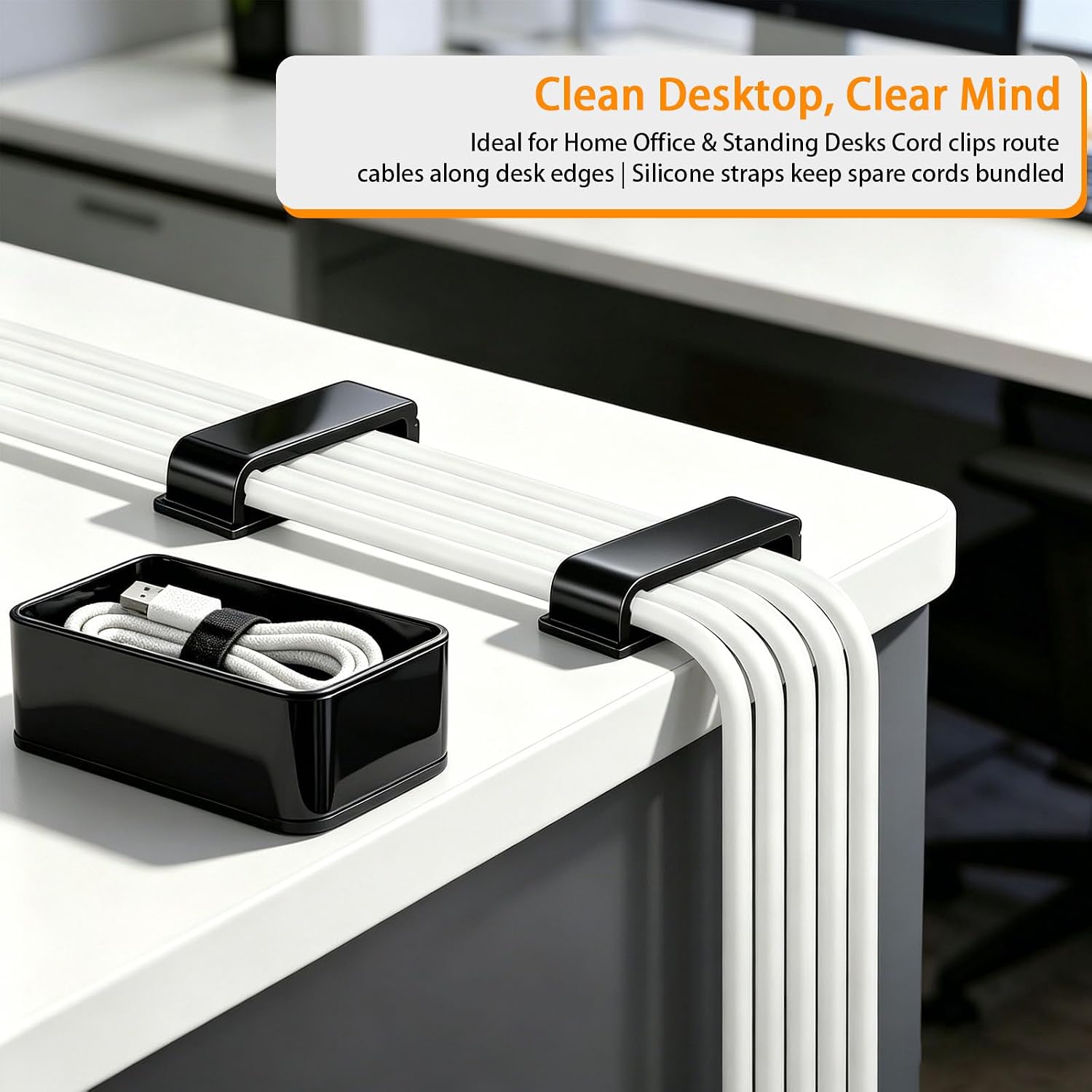 Cable Management Kit, 6 Spring Clips 360 Rotating, 3 Power Strip Holders, 67 Cord Clips, 5 Silicone Straps, 2