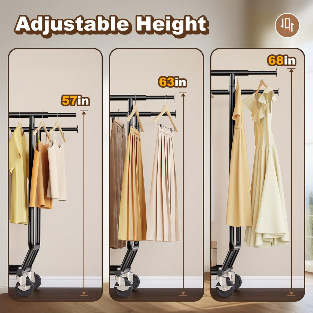 Clothes Rack Load 650 LBS Collapsible Clothing Rack Double Rod