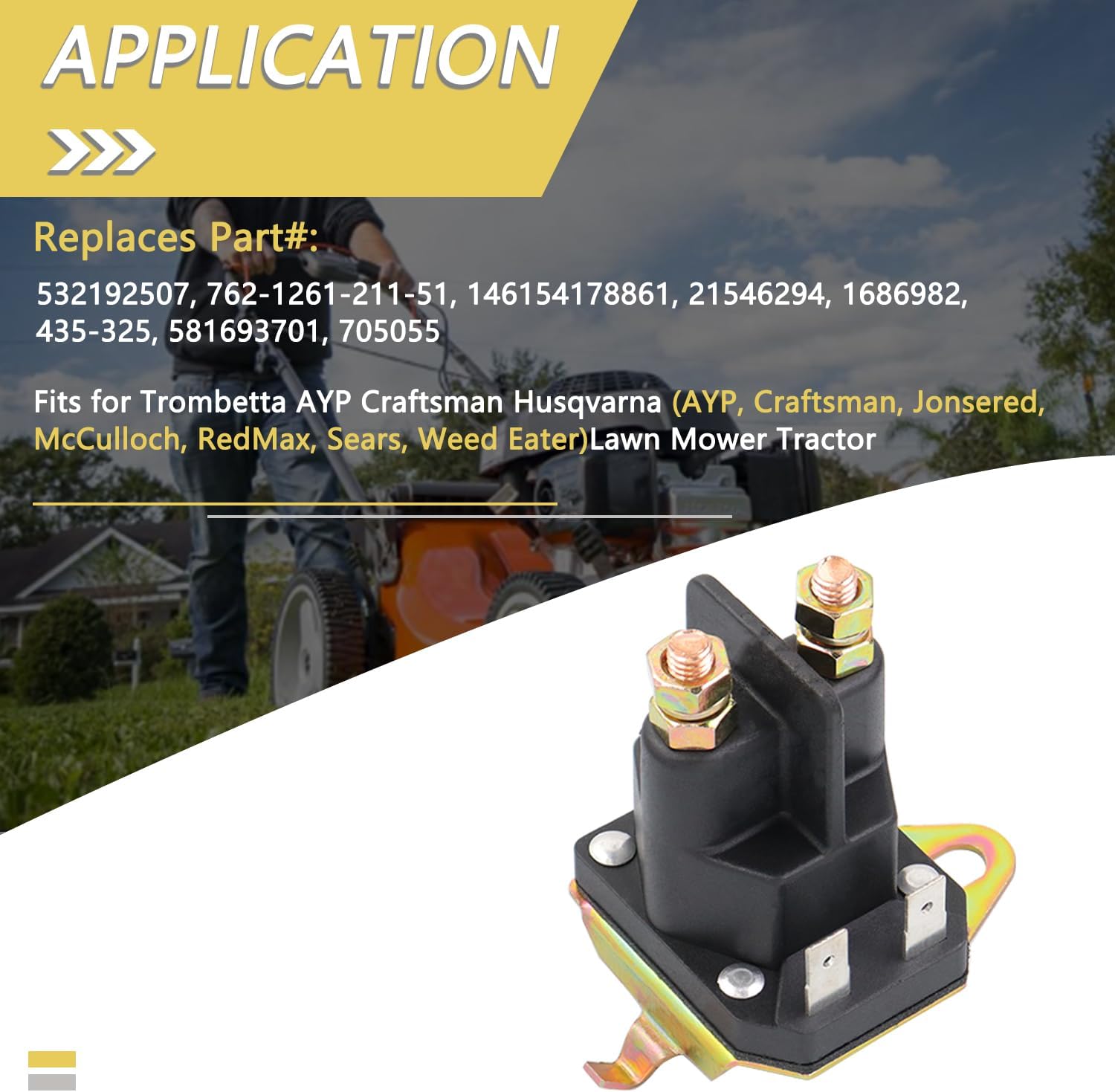 192507 Starter Solenoid Compatible with Trombetta AYP Craftsman