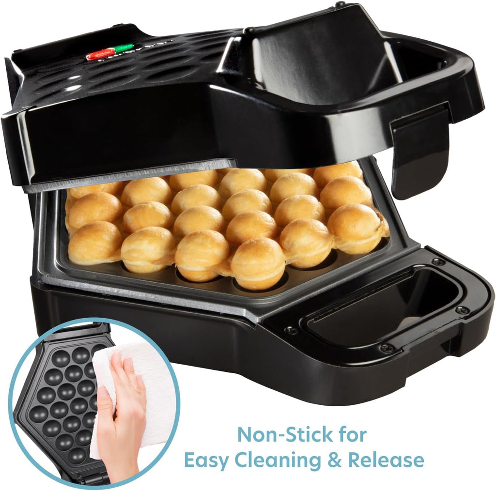 Bubble Waffle Maker- Electric Non-Stick Hong Kong Egg Waffler Iron Griddle | Ready Indicator Light, Done in under 5