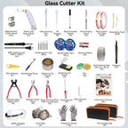 Stained Glass Starter Kit, Complete Stained Glass Making Kit with 100W Soldering Iron, Glass Cutter Tools, Diamond