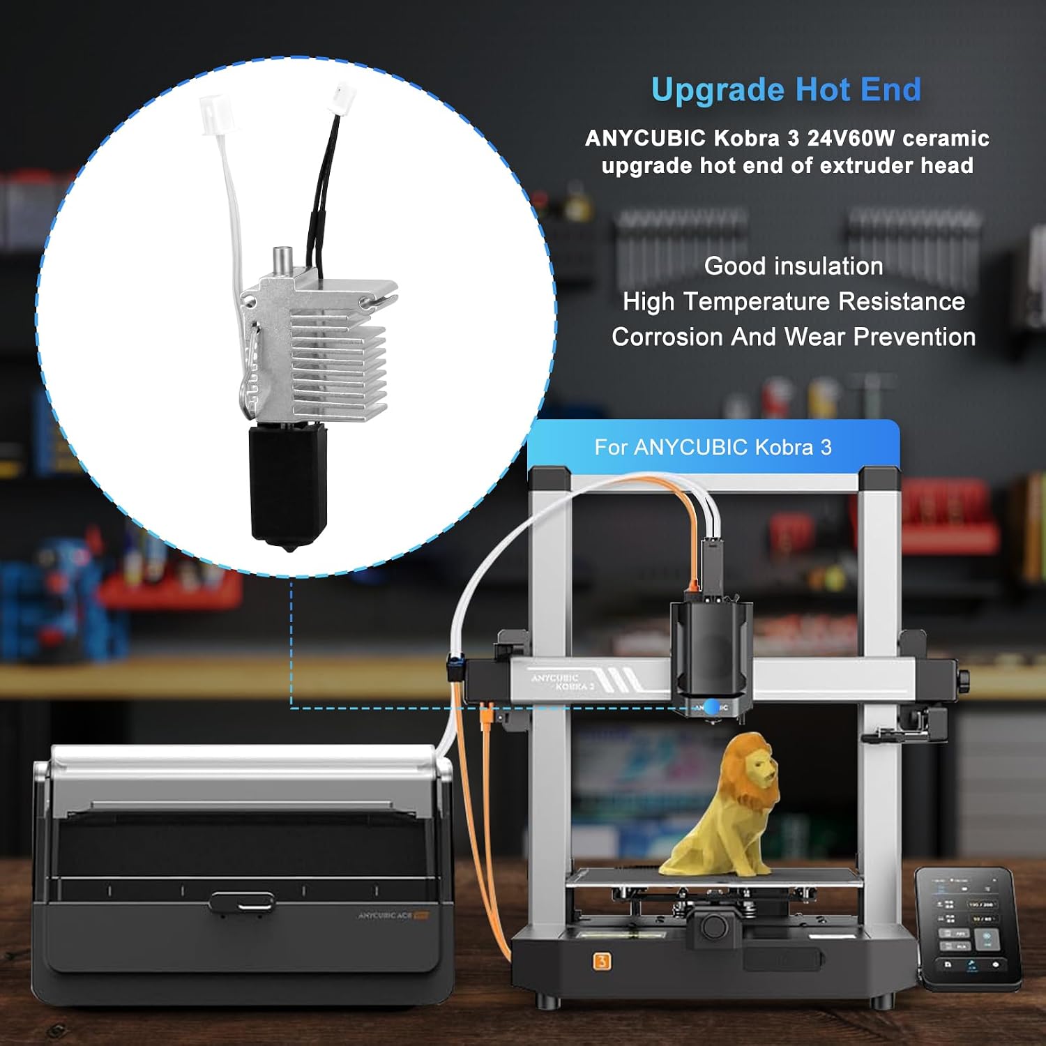 Ceramic Upgrade Kobra 3 Hotend Hot End Assembled Extruder Printhead Kit Ceramic Hotend Upgrade for Kobra 3 Combo Hot