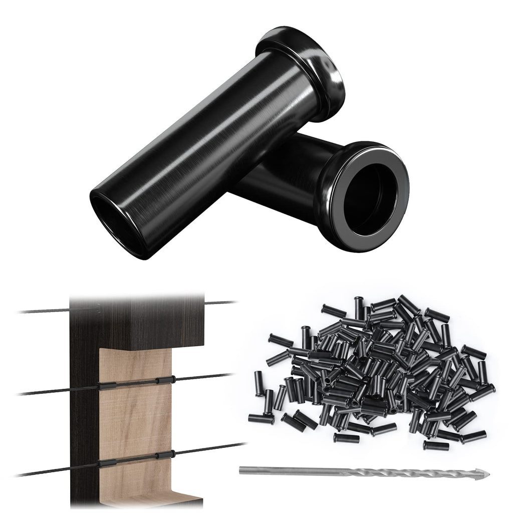 100Pack Black Wood Cable Railing Level Protector Sleeve CR13