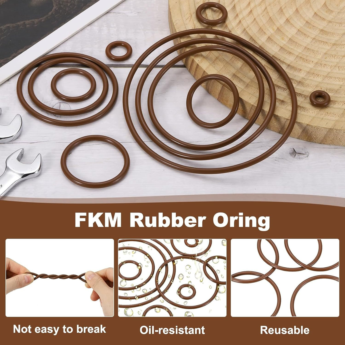 Fluorine Rubber O-Rings 2-3/8" OD, 2-1/8" ID, 1/8" Width 5PCS