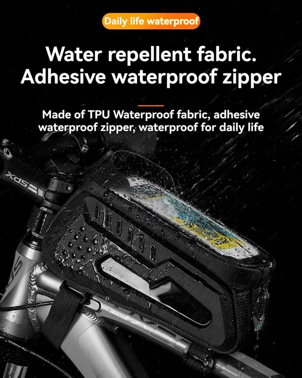 Bicycle Bag Front Beam Mount Hardshell & Versatile 2L Capacity Water-Resistant Sun-Shielded Shockproof