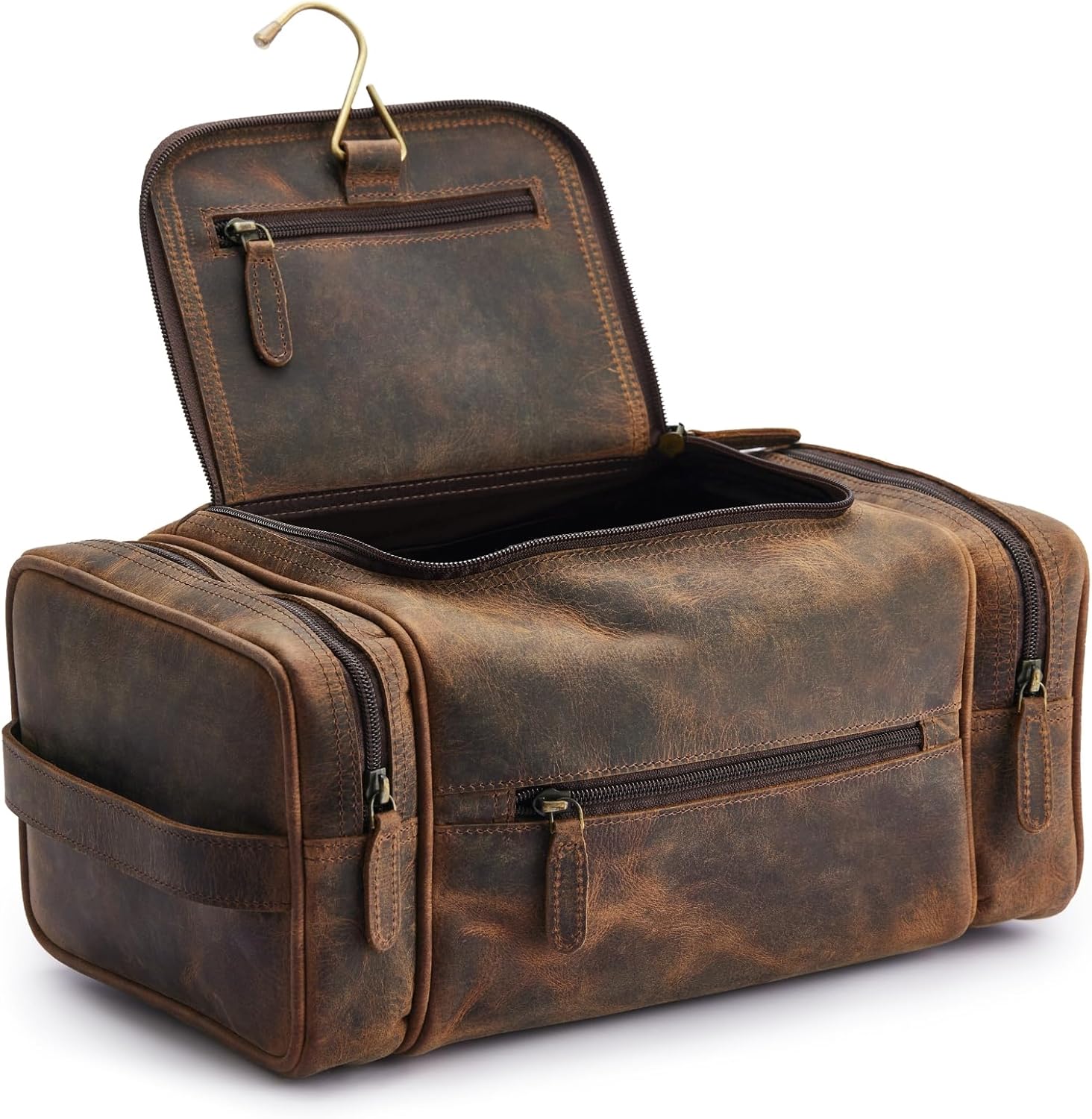 Extra Large Leather Toiletry Bag for Men - Premium Leather Men's Toiletry Bag for Travel, Dopp Kit, Pouch, Large