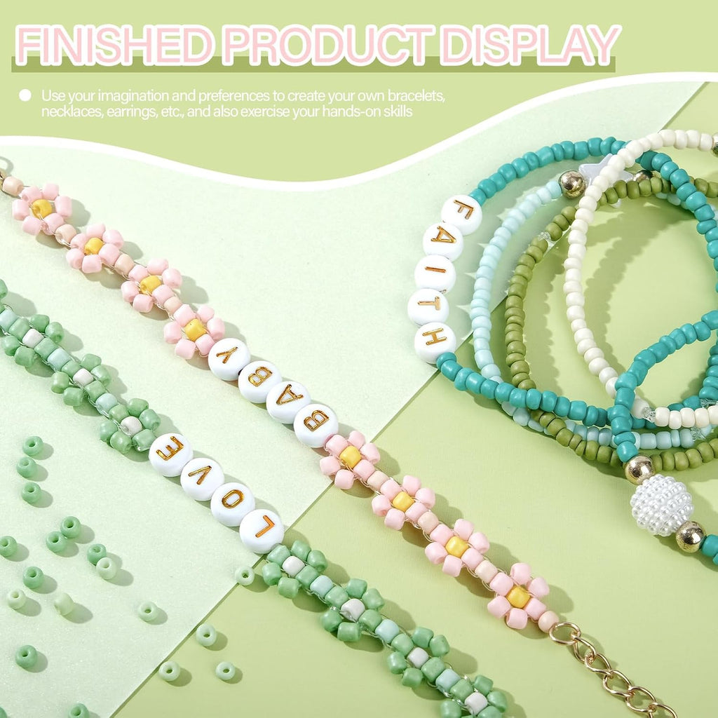 3mm Seed Beads for Bracelet Jewelry Making Bracelet Making Kit | 24 Colors Beads | Friendship bracelets kit with