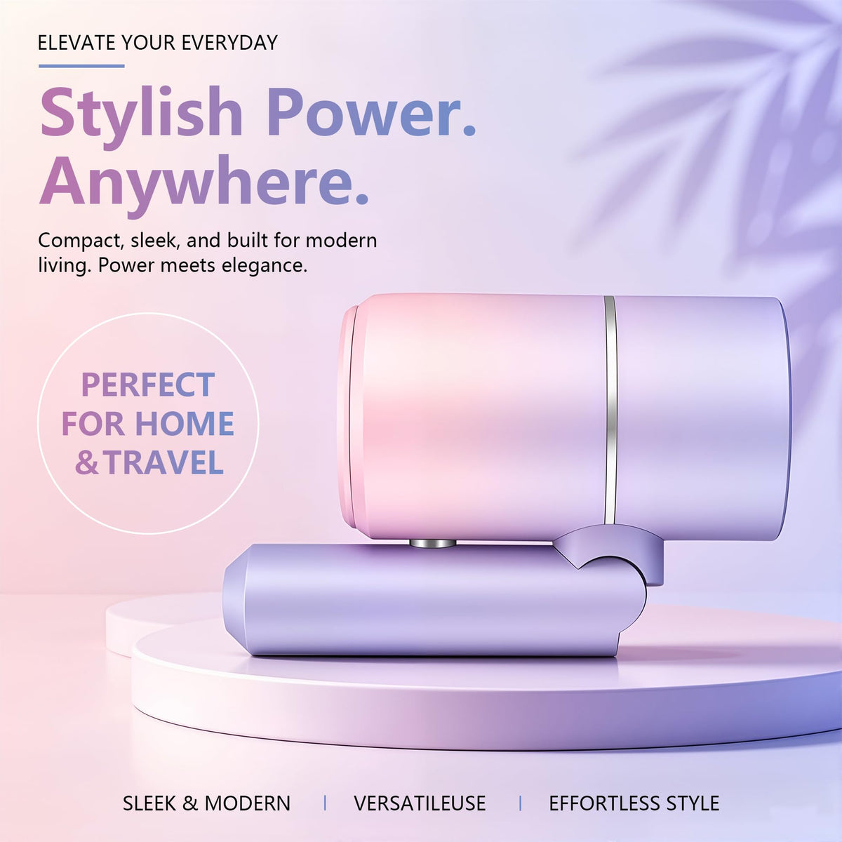 Foldable Ionic Hair Dryer with Diffuser, 1875W, Pink Blue