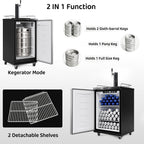 Beer Kegerator, Single Tap Commercial Draft Beer Dispenser, Refrigerator