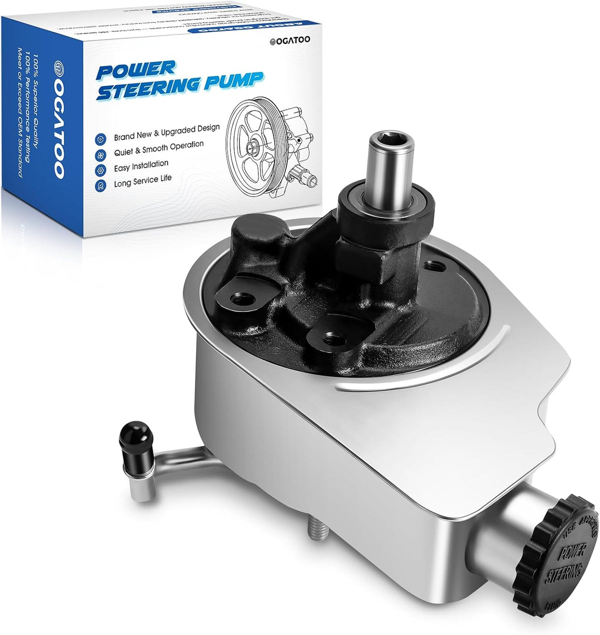 208740 Power Steering Pump w/Reservoir Fit for 1996-2014 Chevy GMC Cadillac