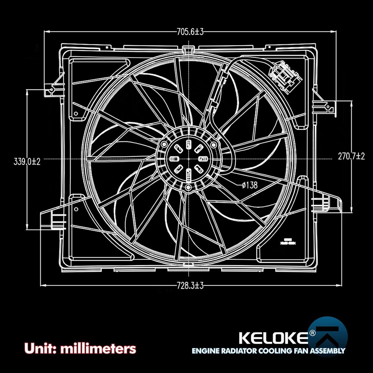 KELOKE Engine Radiator Cooling Fan Assembly Compatible with Dodge & Jeep