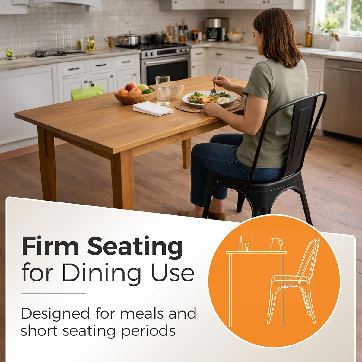 Matte Black Stackable Metal Dining Chairs, Set of 8