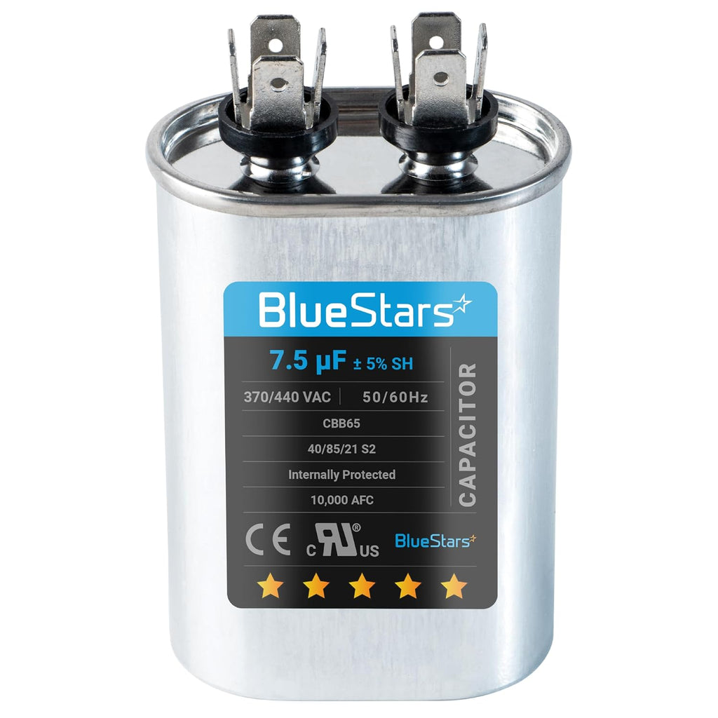 BlueStars 7.5 uF MFD 370 or 440 Oval Run Capacitor TP-CAP-80/5/440R