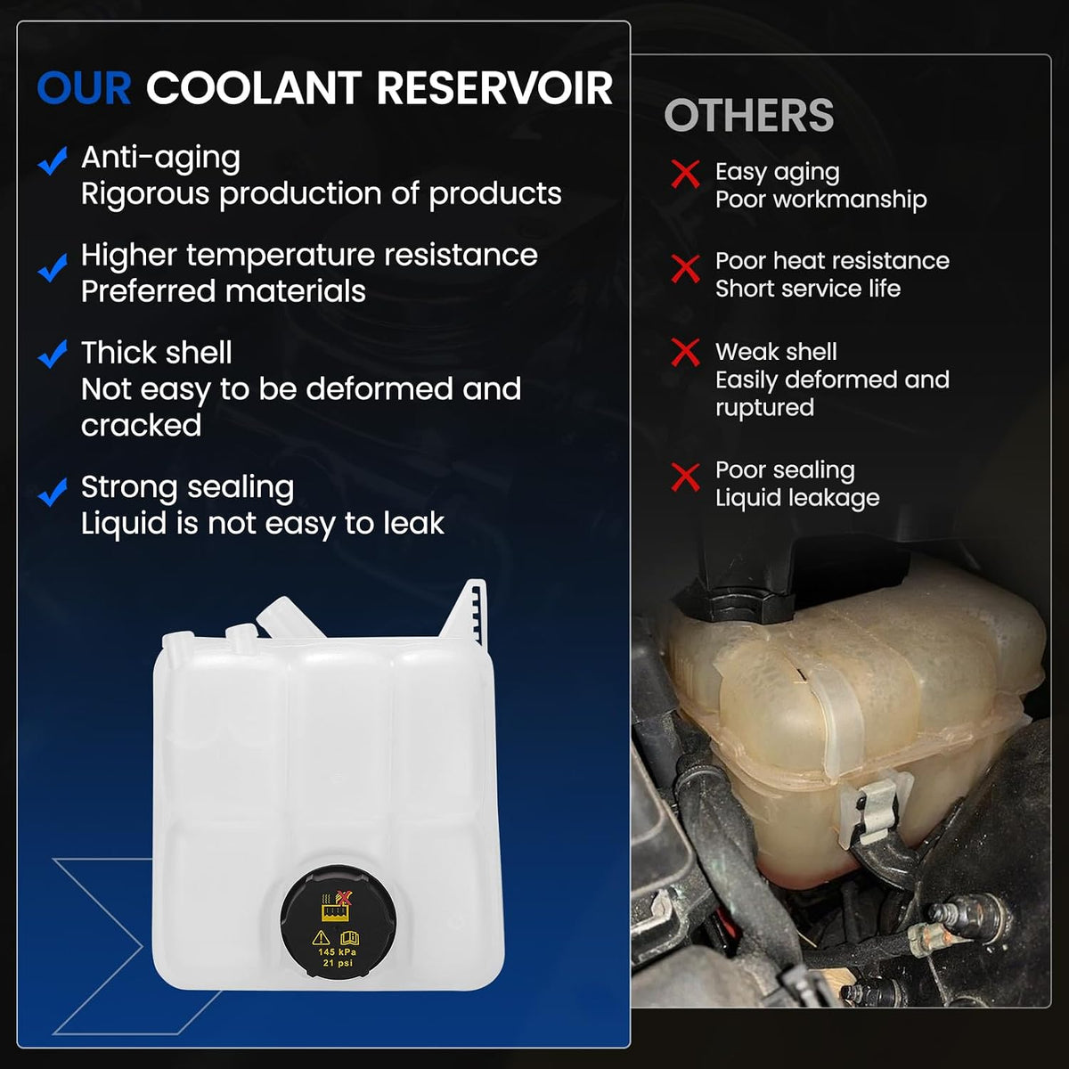 603-382 Engine Coolant Reservoir Tank for Focus Escape C-MAX 12-18