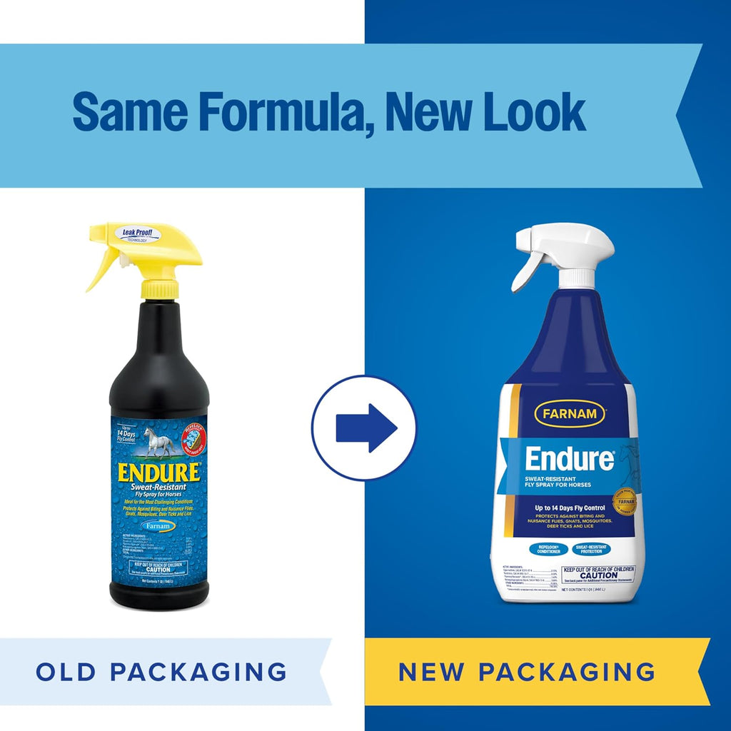 Endure Fly Spray for Horses, Long-Lasting Fly Repellent, 32 oz Spray