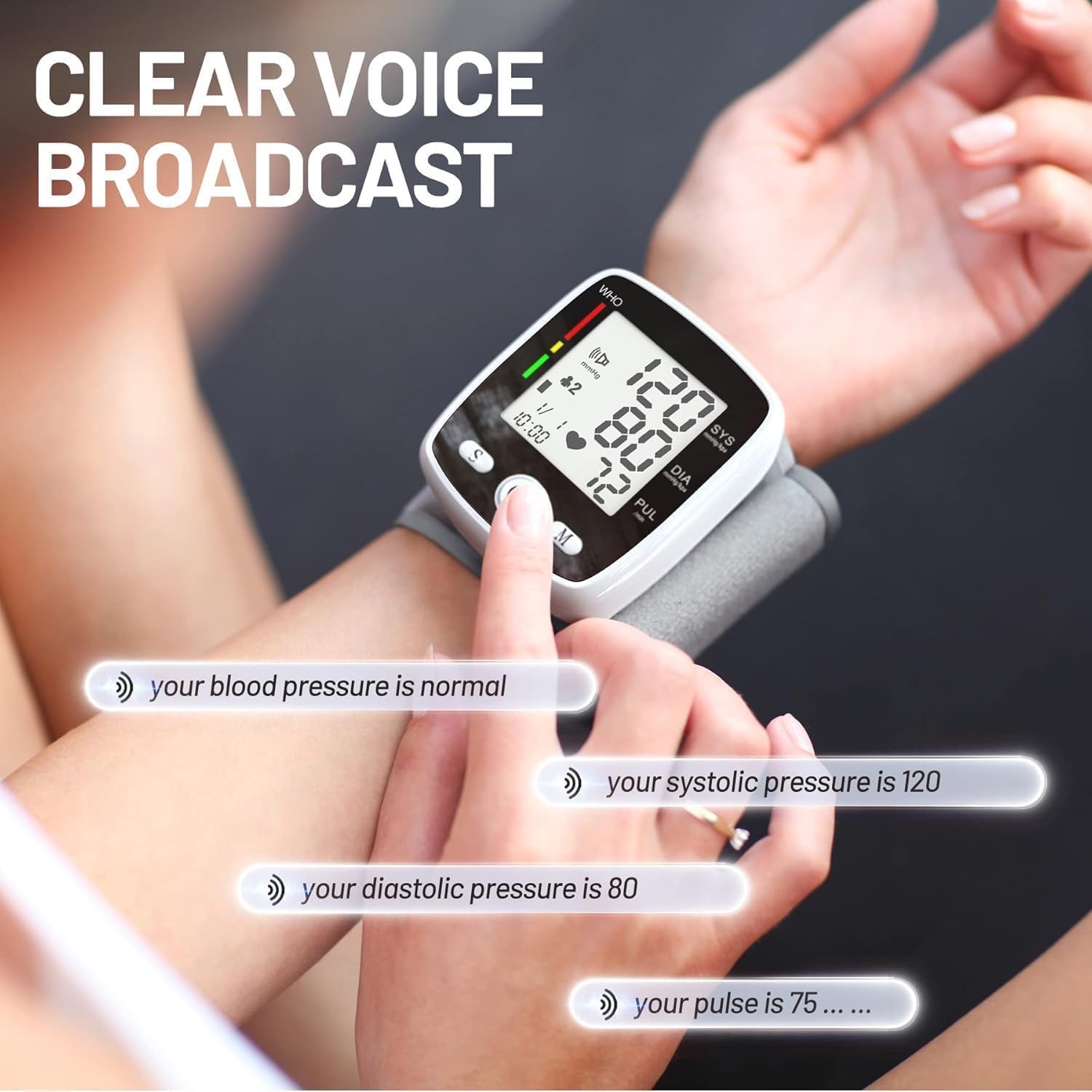 FDA Cleared Blood Pressure Monitor Wrist BP Machine for Home Use