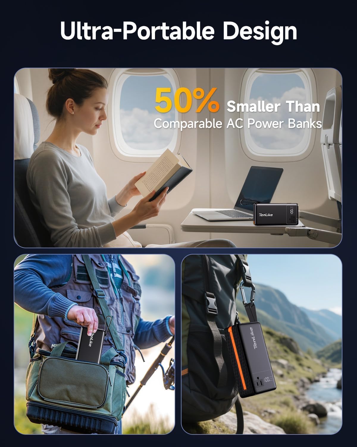 Portable Power Station with AC Outlet Power Bank for Camping Essentials Small Electric Mini Generator Large Lithium