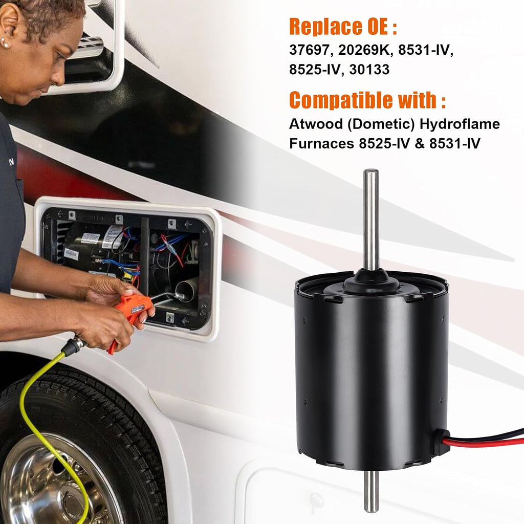 Furnace Heater Blower Motor Compatible with Atwood (Dometic) RV Furnaces 8525 IV & 8531 IV – Replacement # 37697, 20269K, 8531, 8525, 30133