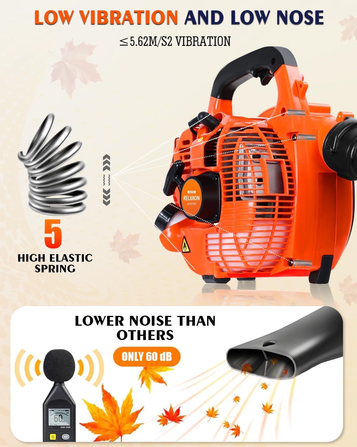 Gas Leaf Blower 26cc, 2-Cycle, Handheld, Orange | Reduced-Pull Start, 9.4 Lb Handheld Control for Damp Leaves