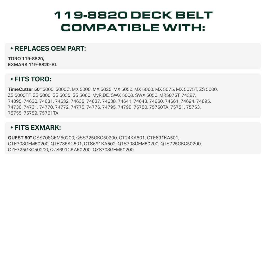 UDC Parts 119-8820 Toro TimeCutter 50 Inch Deck Belt Replacement