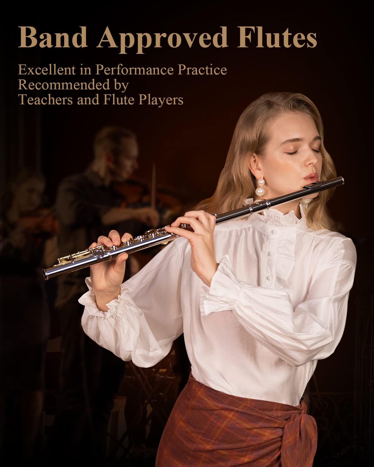 16-Key Closed Hole C Flute Advanced Upgraded Silver Full Kit, EFL-1S