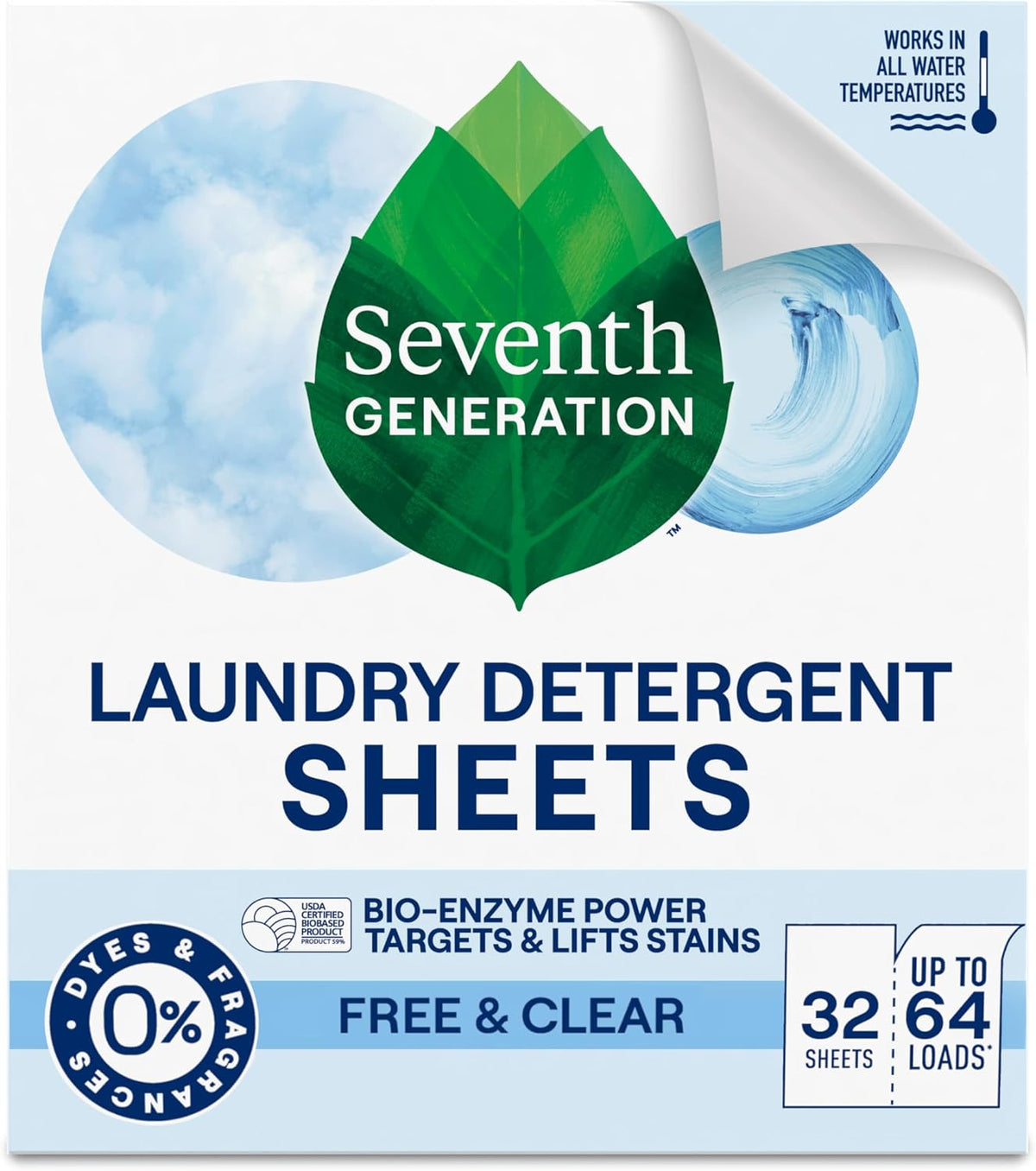 Laundry Detergent Sheets, Free & Clear, 32 Count