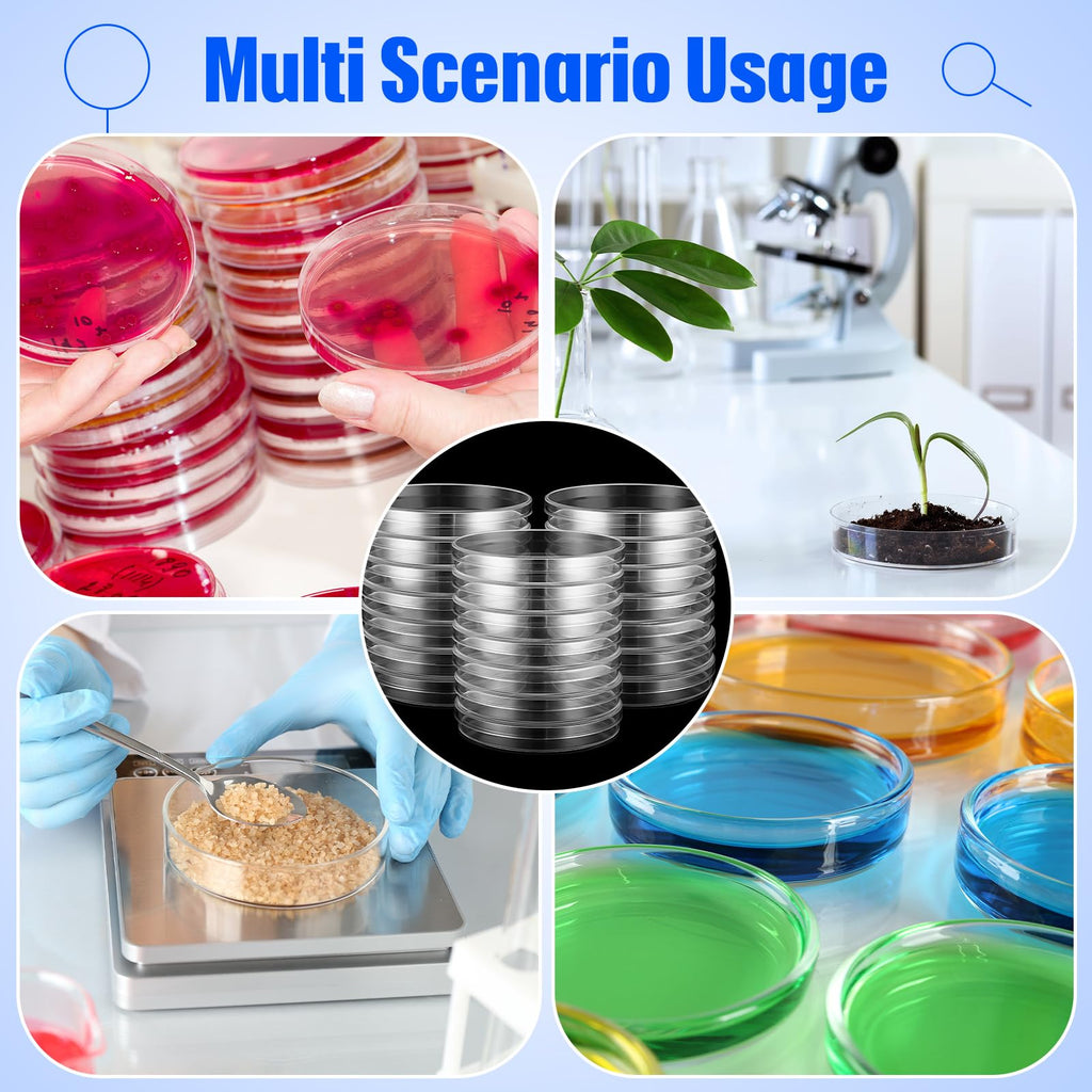 400 Pcs Petri Dishes with Lids Bulk Sterile Plastic, 90mm X 15mm