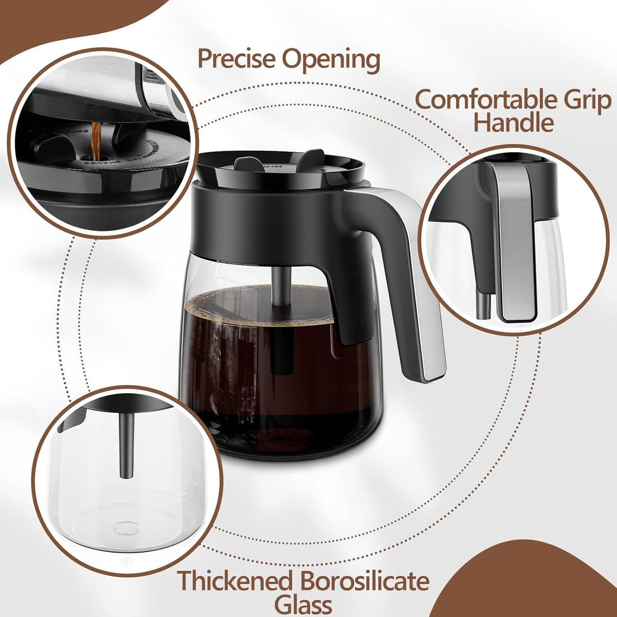 12 Cup Coffee Pot Replacement Compatible with Ninja Coffee Maker CFP101 CFP201 CFP301 CFN601 CFP307 CFN602 CM400