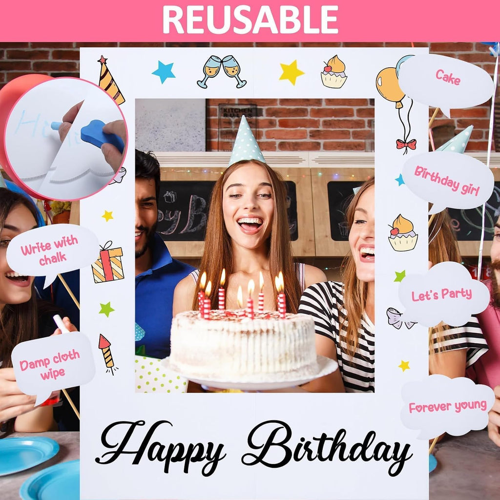 32 x 24 inch Blank Photo Booth Props DIY Happy Birthday Party Supplies Writable Picture Frame with Speech Bubble