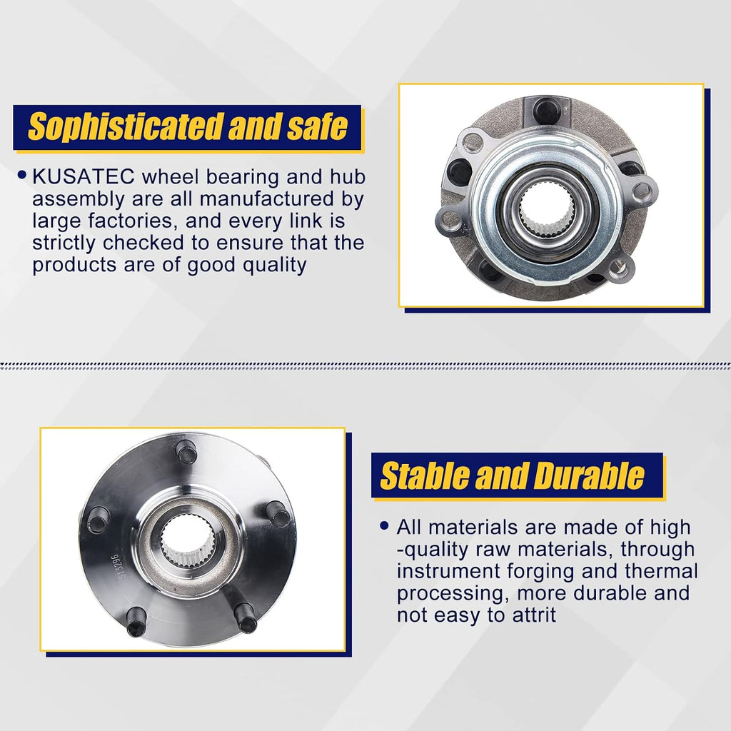 KUSATEC 513296 2 Pack Front Wheel Hub and Bearing Assembly