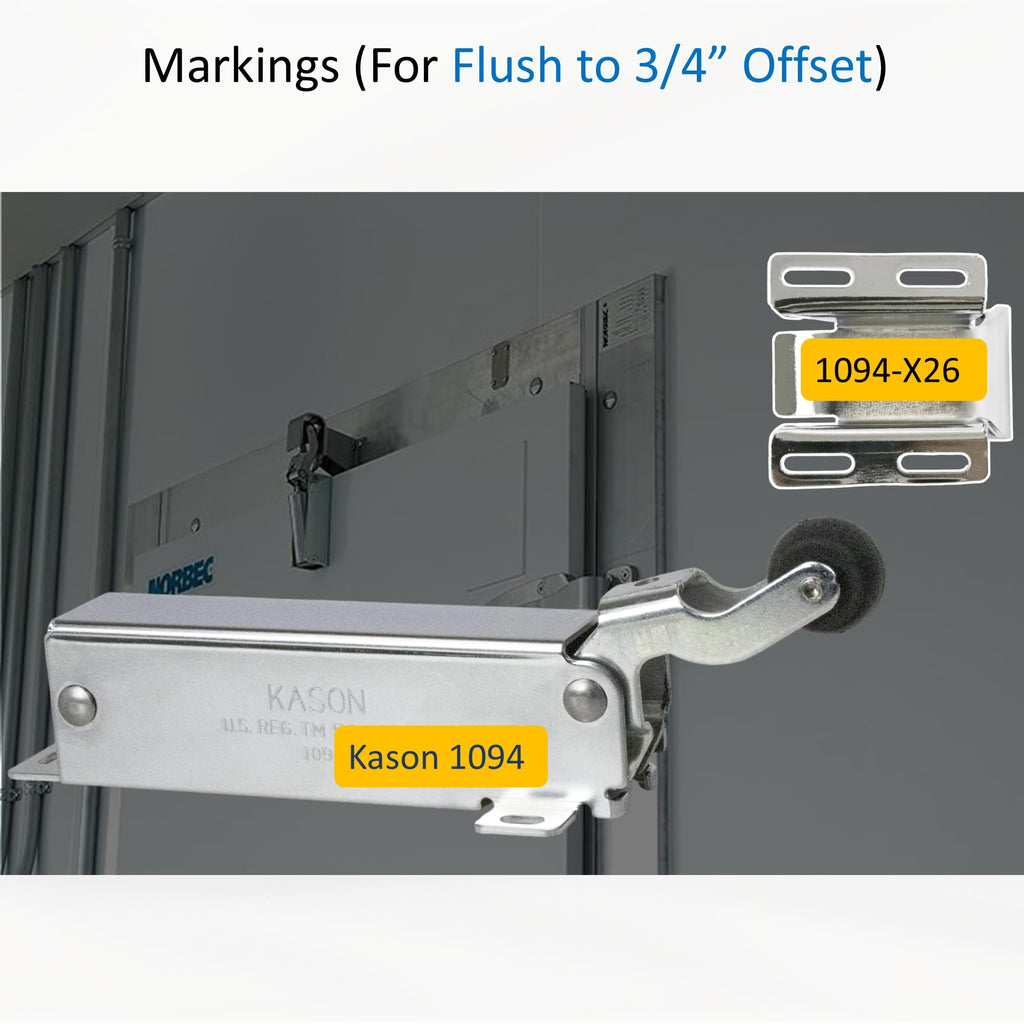 Awoco 1094 Hydraulic Door Closer, Concealed Mounting with 1094-X26 Adjustable Wide Hook (Flush to 3/4” Offset) for Walk-in Coolers/Freezers by Kason
