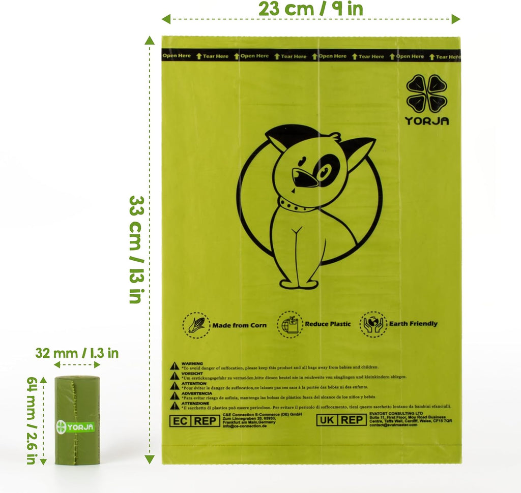 Dog Poop Bags Rolls with OK biobased Certified, 360 Pet Waste Bags, 100% Leak Proof Extra Thick and Strong Corn