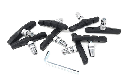 Complete Bike Brake Pad Set, 70mm 4 Pairs with Free Hex Key (Black)