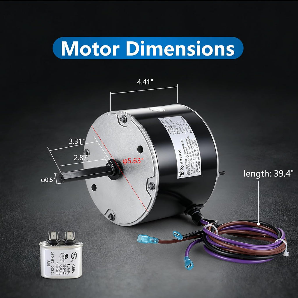 MOT18688 Condenser Fan Motor 1/8 HP 825 RPM 208-230V 48 Frame AC Fan Motor