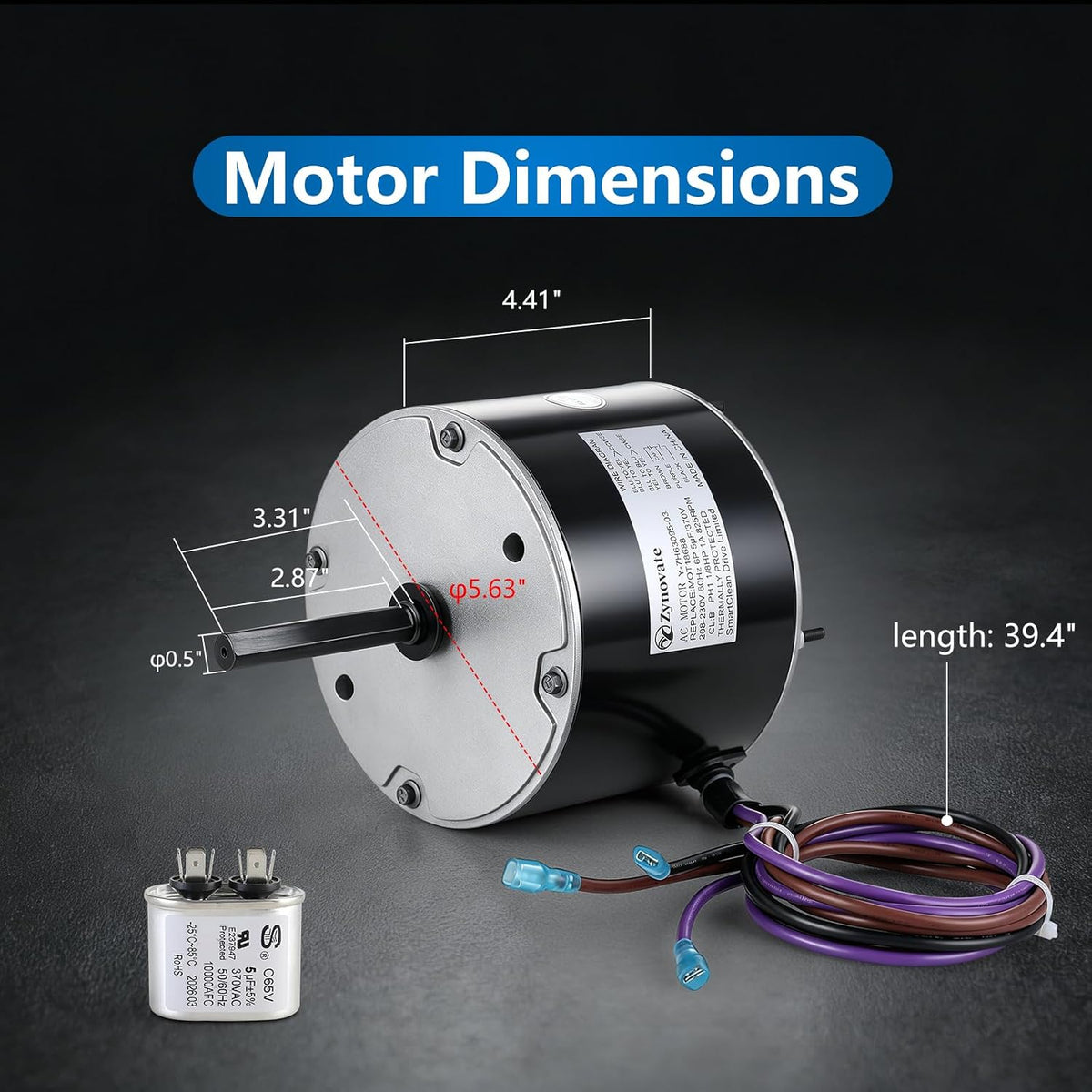 MOT18688 Condenser Fan Motor 1/8 HP 825 RPM 208-230V 48 Frame AC Fan Motor