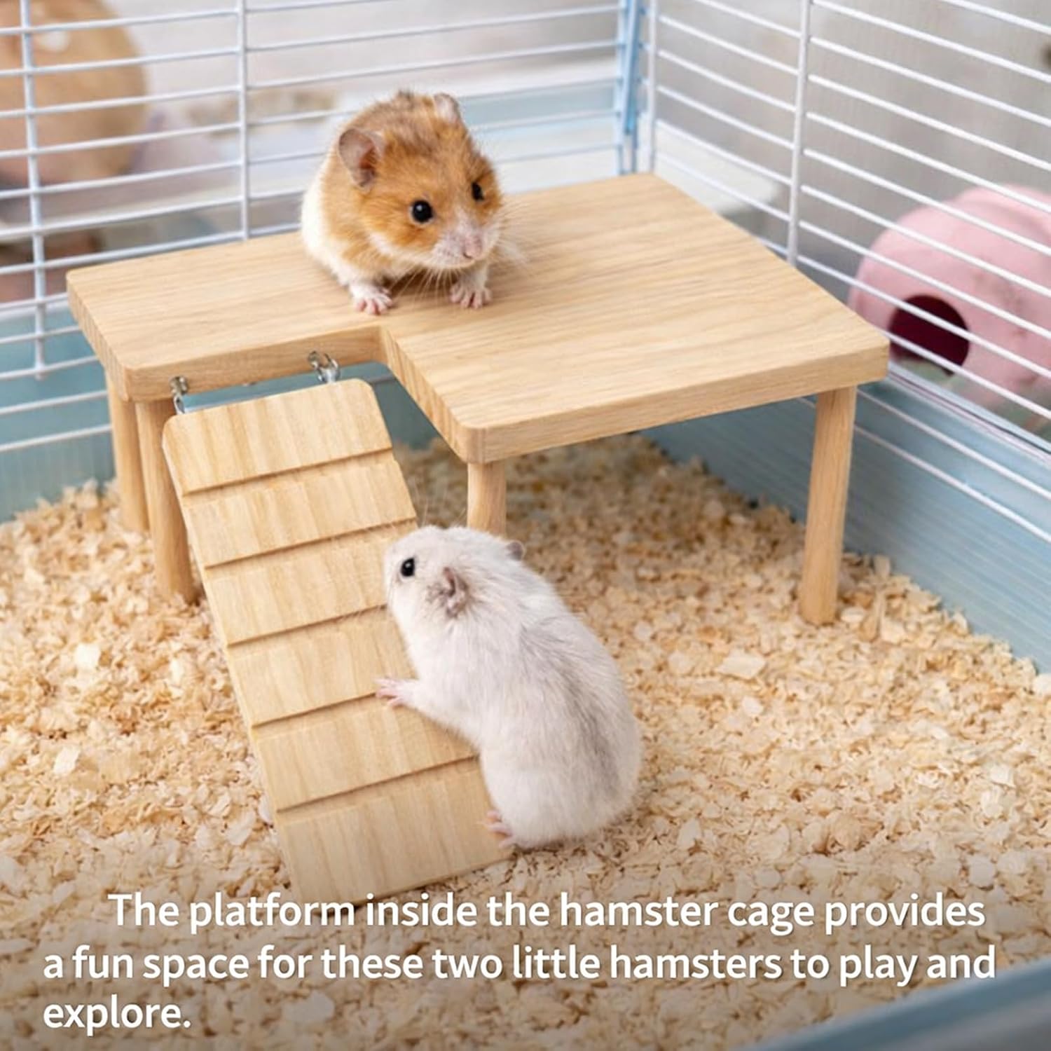 Hamster Platform, Small Wooden Hamster Cage Accessories, Elevated Resting Area for Hamster Cages, Pine Material