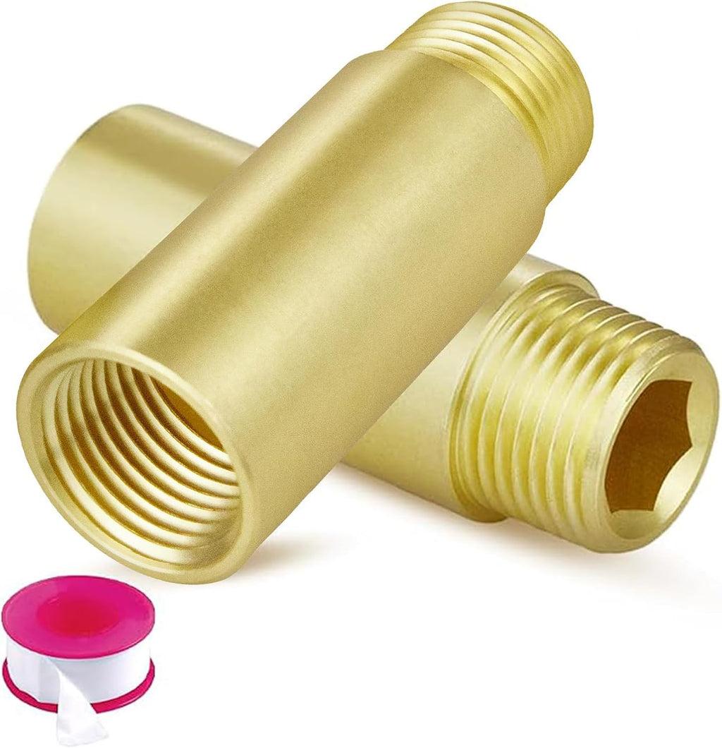 2" Length Brass Pipe Extender, 1/2" NPT Thread Pipe Fittings Long Nipple