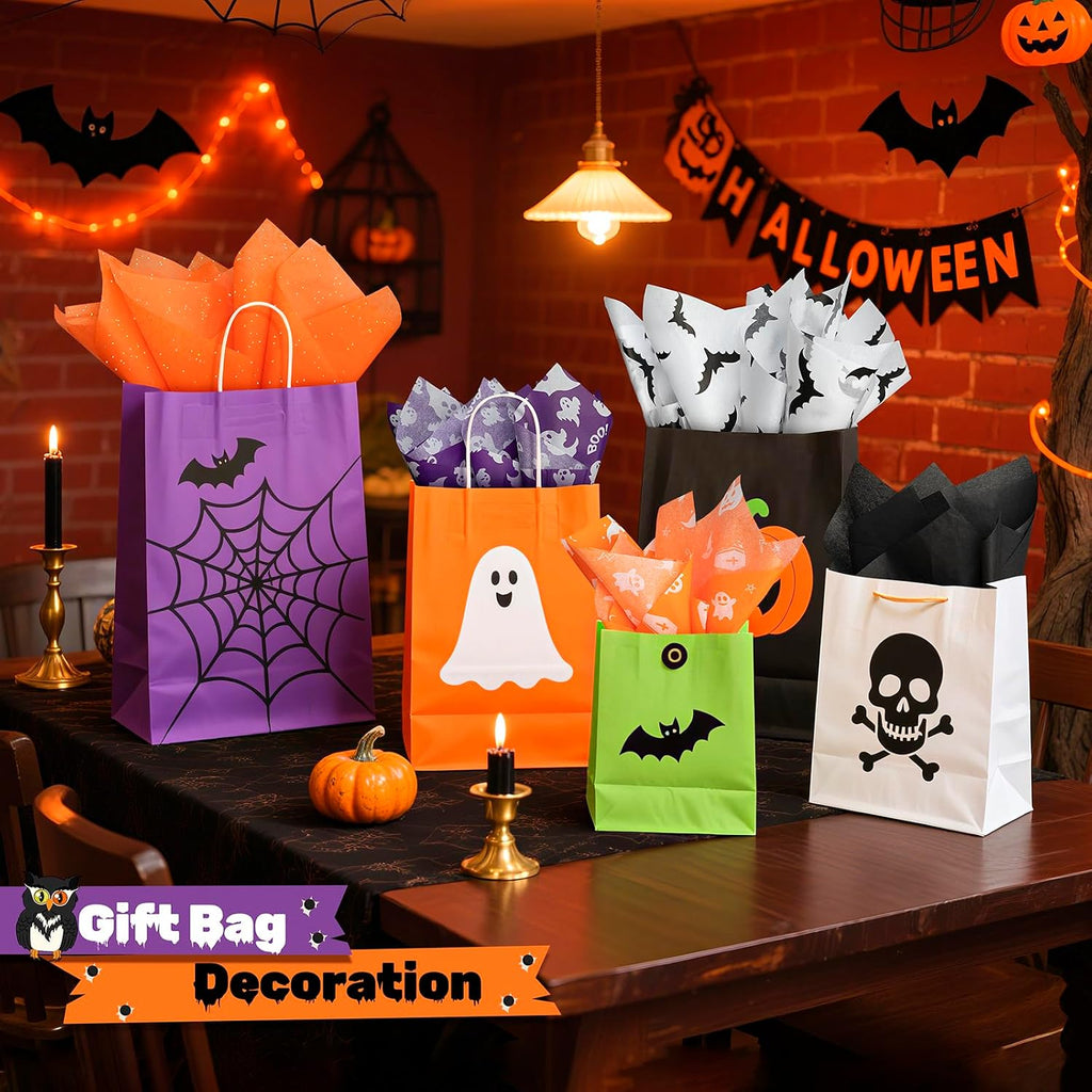 Halloween Tissue Paper for Gift Bags, 5 Designs 60 Sheets