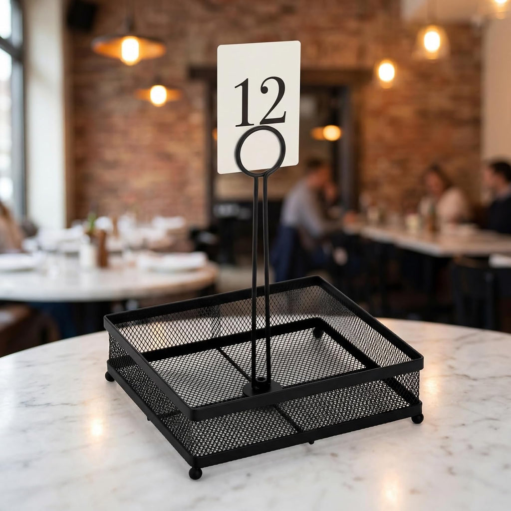 2 Pack Metal Condiment Caddy, Square Table Caddy with Number Holder