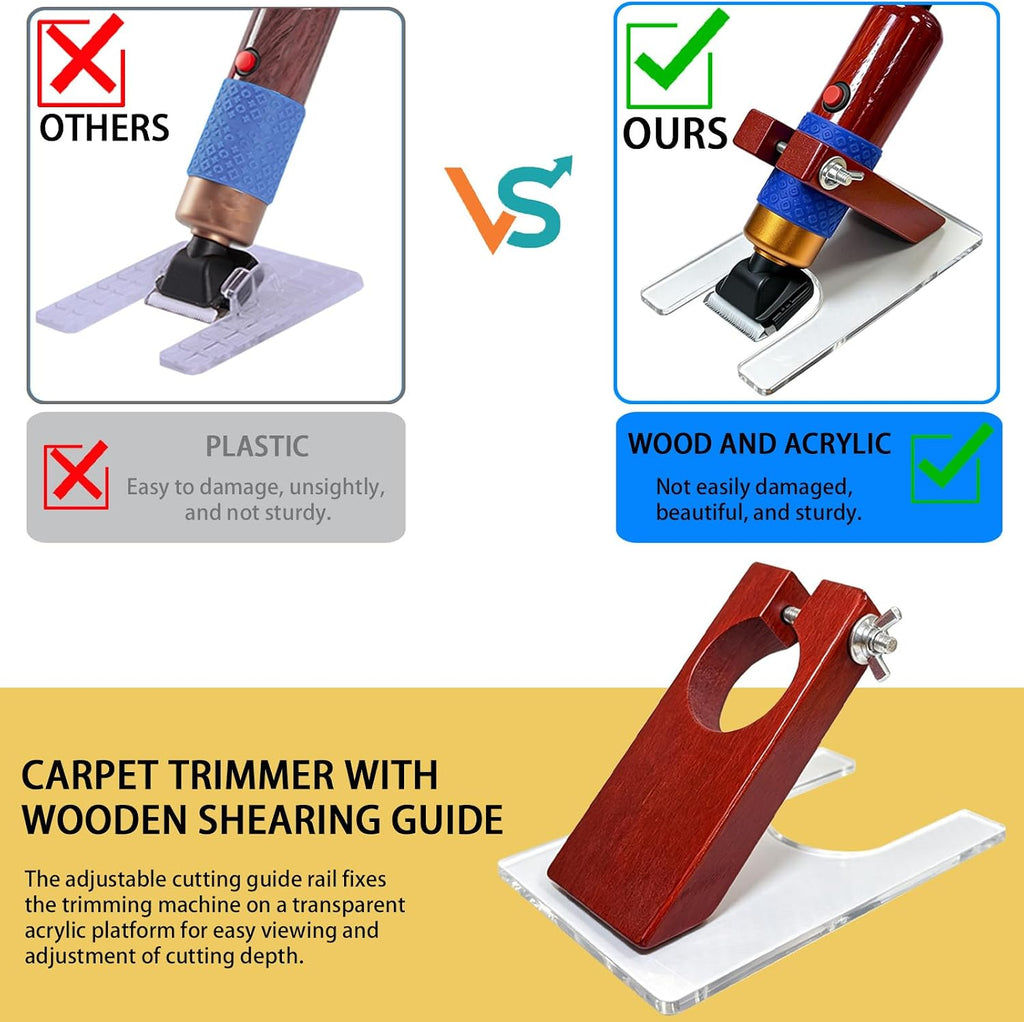 Carpet Trimmer with Shearing Guide, Electric Speed Adjustable Rug Tufting Carver Clippers, Electric Rug Shears Carpet