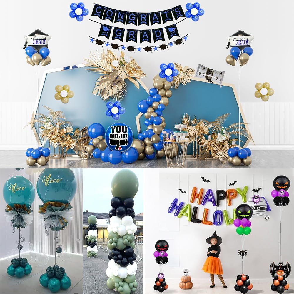 Balloon Column Stand Kit Set of 2, 2IN1 Balloons Holder Sets Ballon Arch stand for Floor, 9 Feet Height Adjustable